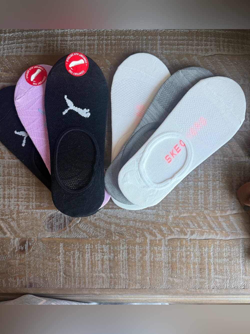 Puma and Skechers No-Show Sock Set - Black, Pink, White, Gray